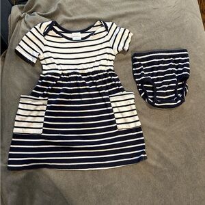 Navy and White Dress with Bloomers